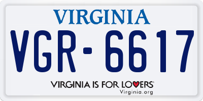 VA license plate VGR6617