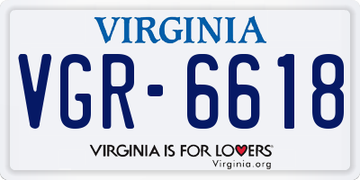 VA license plate VGR6618