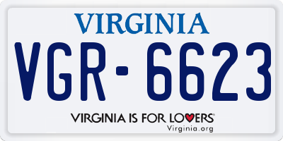 VA license plate VGR6623