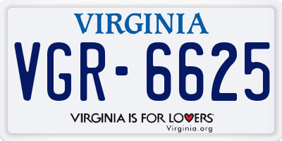 VA license plate VGR6625