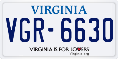 VA license plate VGR6630
