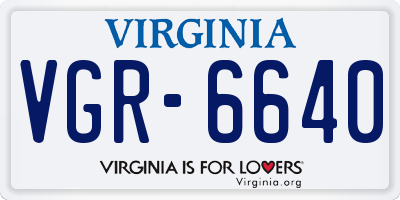 VA license plate VGR6640