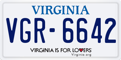 VA license plate VGR6642