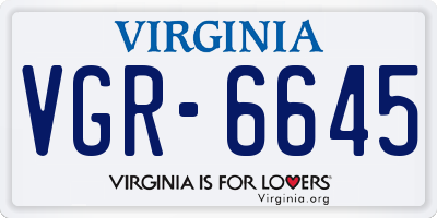 VA license plate VGR6645