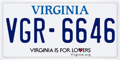 VA license plate VGR6646