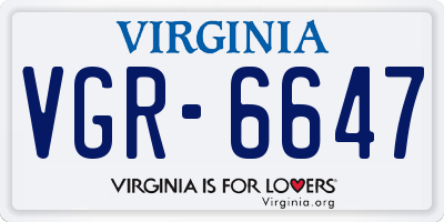 VA license plate VGR6647