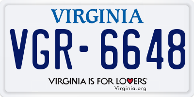 VA license plate VGR6648