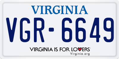 VA license plate VGR6649