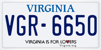VA license plate VGR6650
