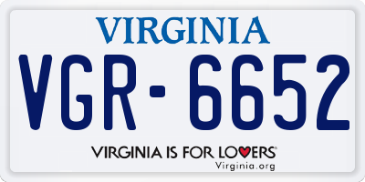 VA license plate VGR6652