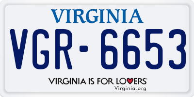 VA license plate VGR6653