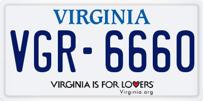 VA license plate VGR6660