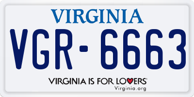 VA license plate VGR6663