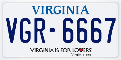 VA license plate VGR6667