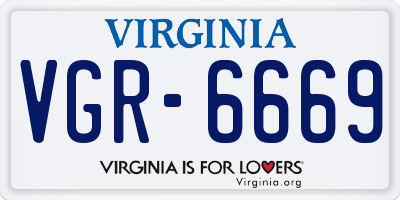 VA license plate VGR6669