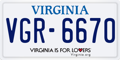 VA license plate VGR6670