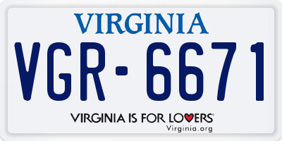 VA license plate VGR6671