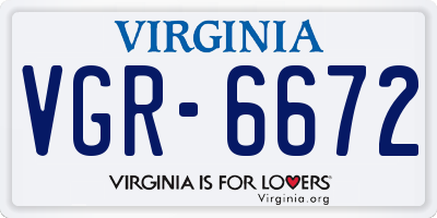 VA license plate VGR6672