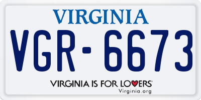 VA license plate VGR6673