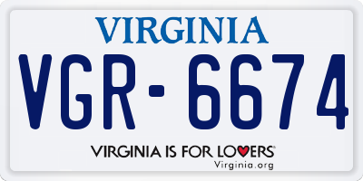 VA license plate VGR6674
