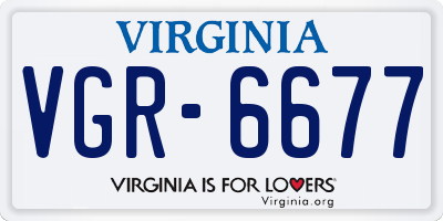 VA license plate VGR6677