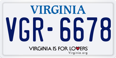 VA license plate VGR6678