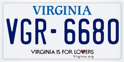 VA license plate VGR6680