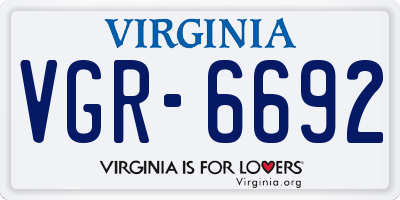 VA license plate VGR6692