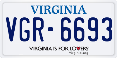VA license plate VGR6693