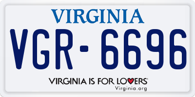 VA license plate VGR6696