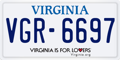 VA license plate VGR6697