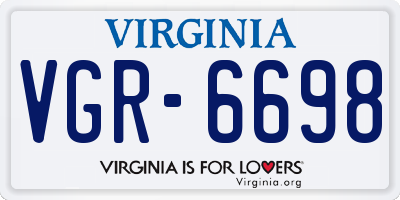 VA license plate VGR6698