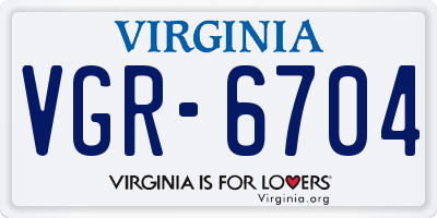 VA license plate VGR6704