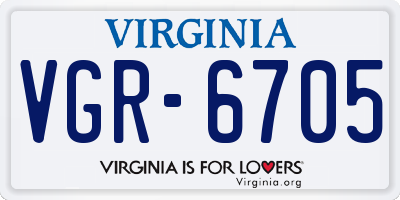 VA license plate VGR6705