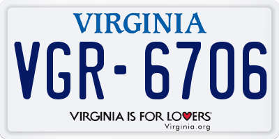 VA license plate VGR6706
