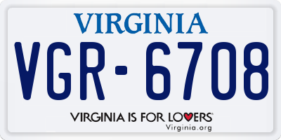 VA license plate VGR6708