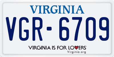 VA license plate VGR6709