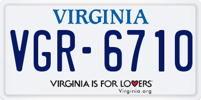 VA license plate VGR6710