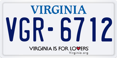 VA license plate VGR6712