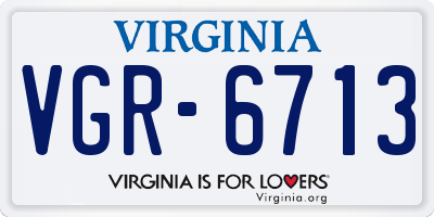 VA license plate VGR6713
