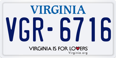 VA license plate VGR6716