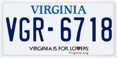 VA license plate VGR6718