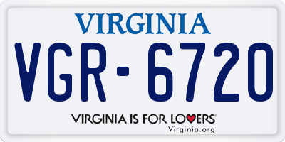 VA license plate VGR6720