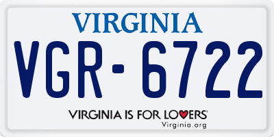 VA license plate VGR6722