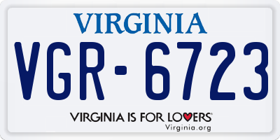 VA license plate VGR6723