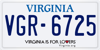 VA license plate VGR6725