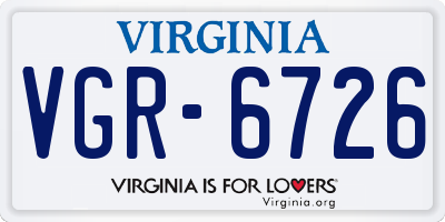 VA license plate VGR6726