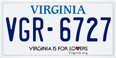 VA license plate VGR6727