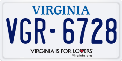 VA license plate VGR6728