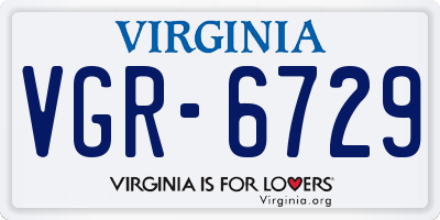 VA license plate VGR6729